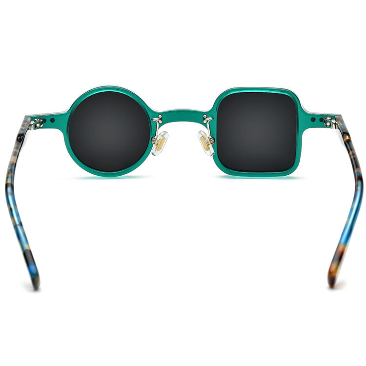 Unisex Polarized Vintage Plate Left Right Round Sunglasses