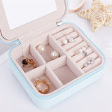 Women's Mini Earrings Rings Jewelry Box Useful Makeup Organizer With Zipper Travel Portable Jewelry Box