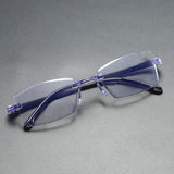 The New Frameless Diamond Cut Edge Reading Glasses Fashion Anti-blue Light