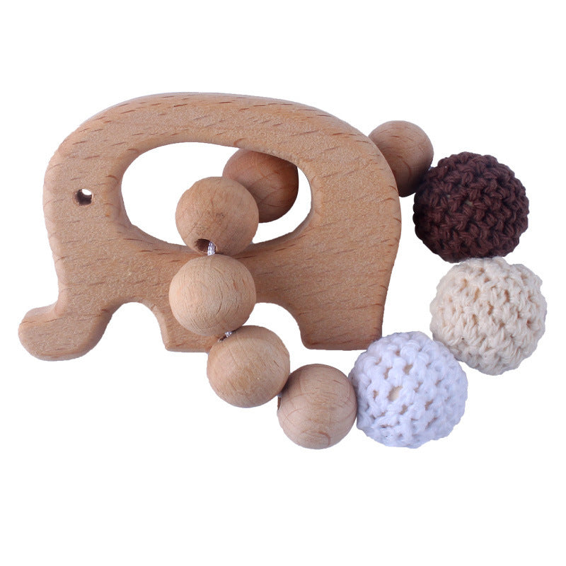 Creative beech wood teether toy baby molars animal chew