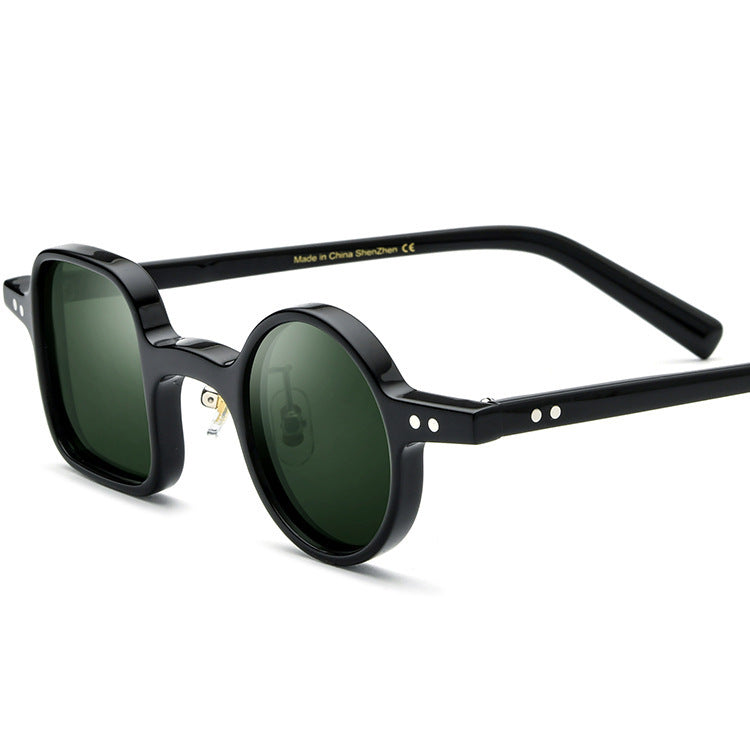 Unisex Polarized Vintage Plate Left Right Round Sunglasses