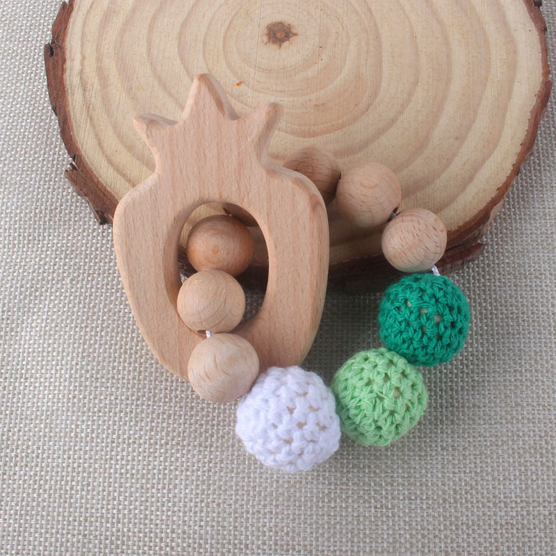 Creative beech wood teether toy baby molars animal chew