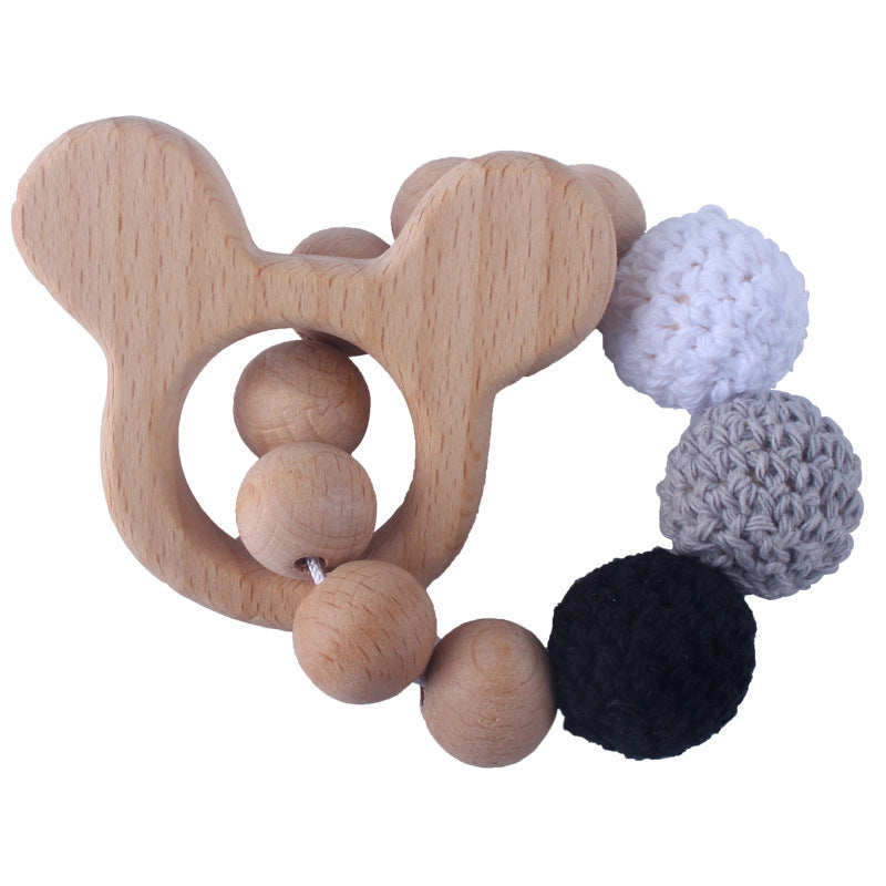 Creative beech wood teether toy baby molars animal chew