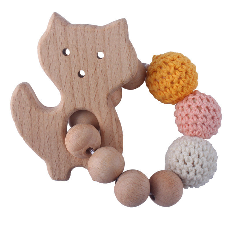 Creative beech wood teether toy baby molars animal chew