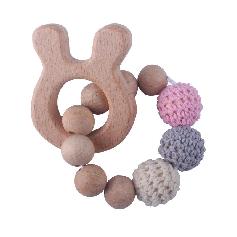 Creative beech wood teether toy baby molars animal chew