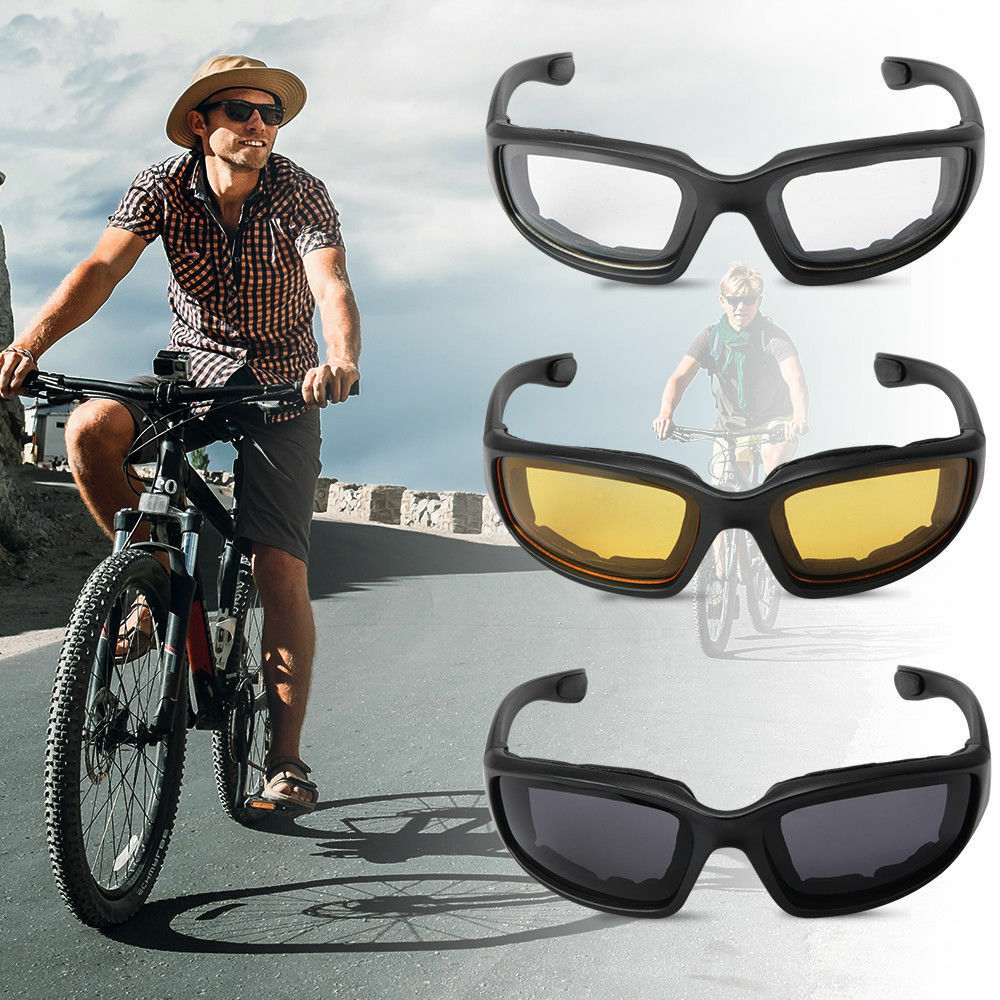 Cycling Sunglasses Chopper Outdoor Sports Glasses For Men Wrap Around UV400 Protection For Fishing Driving Glasses Wind Resistant Clear Yellow Gray Lens 3 Pack