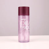 Pink bottle with maroon cap on a light gray background