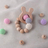 Creative beech wood teether toy baby molars animal chew