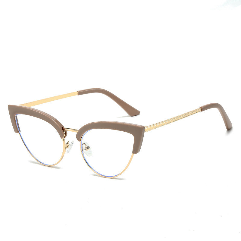 Stylish Large Frame Metal Lower Half Metal Plain Glasses