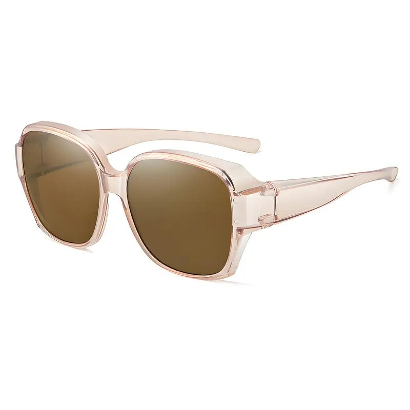 Dual-Use Clip-On Fashion Glasses - Crystals, Stylish Rectangular Design, Unisex, Driving Accessories