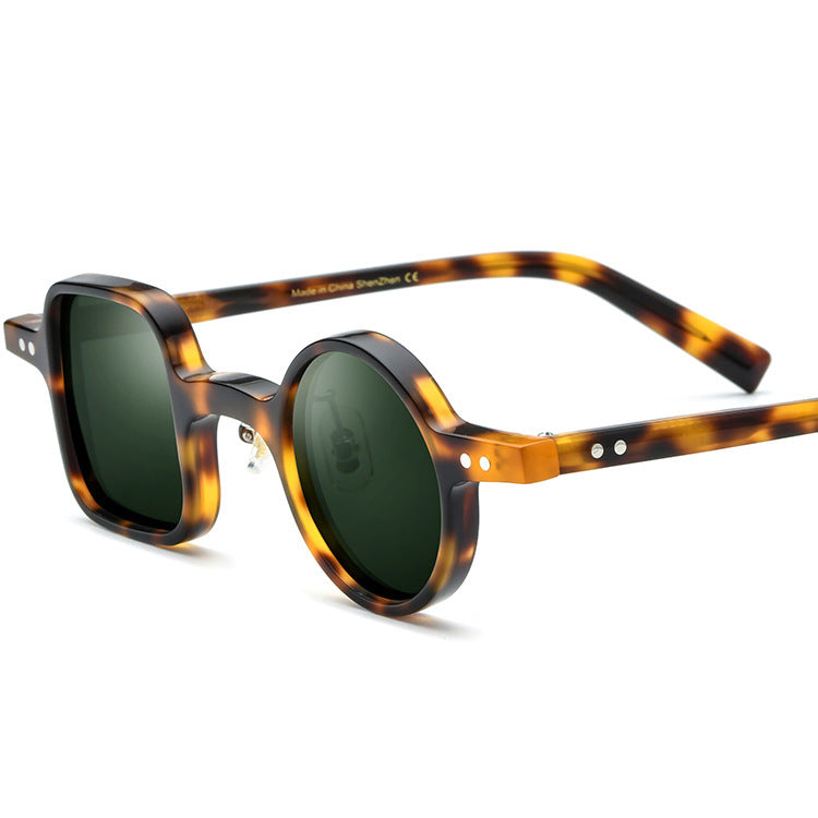 Unisex Polarized Vintage Plate Left Right Round Sunglasses