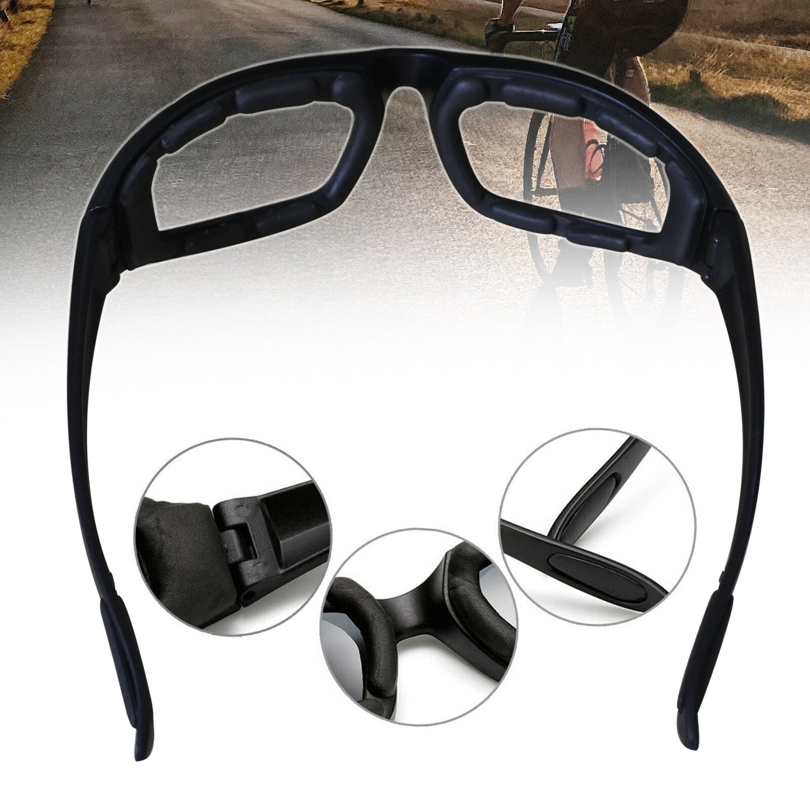 Cycling Sunglasses Chopper Outdoor Sports Glasses For Men Wrap Around UV400 Protection For Fishing Driving Glasses Wind Resistant Clear Yellow Gray Lens 3 Pack
