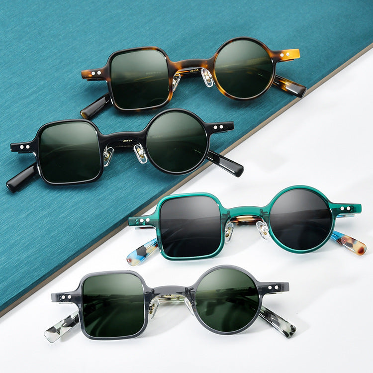 Unisex Polarized Vintage Plate Left Right Round Sunglasses