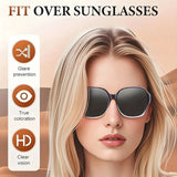 Dual-Use Clip-On Fashion Glasses - Crystals, Stylish Rectangular Design, Unisex, Driving Accessories
