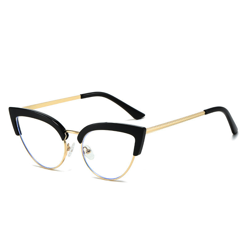Stylish Large Frame Metal Lower Half Metal Plain Glasses