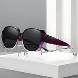 Dual-Use Clip-On Fashion Glasses - Crystals, Stylish Rectangular Design, Unisex, Driving Accessories