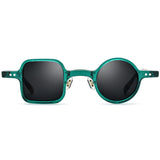 Unisex Polarized Vintage Plate Left Right Round Sunglasses