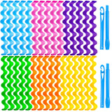 30 Pcs Heatless Hair Curlers Wave Curls Styling Kit With 2 Pcs Styling Hooks, No Heat Hair Curlers For Women Girls 6 Colors, 30 Cm 11.81 Inch